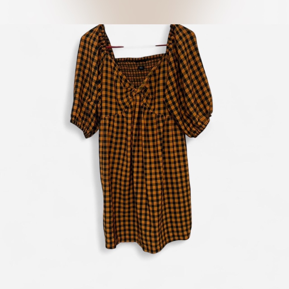 Plaid Puff Sleeve Dress